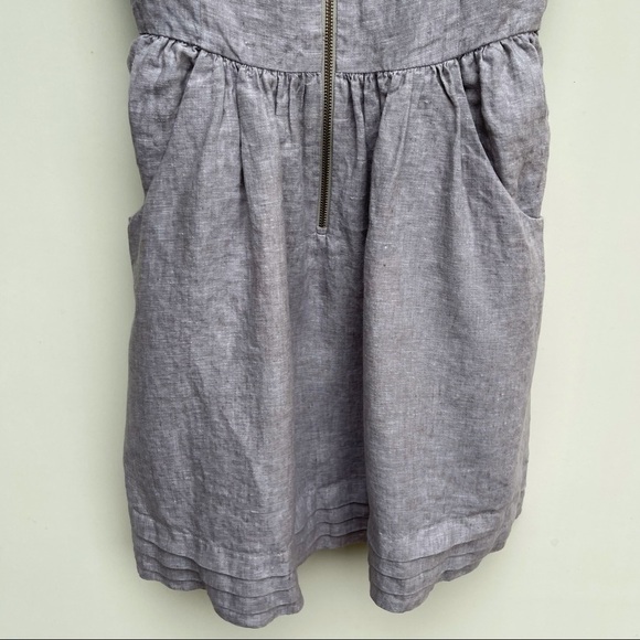 Armani Exchange Grey 100% Linen Front Zip Dress Size 4 - Picture 3 of 10